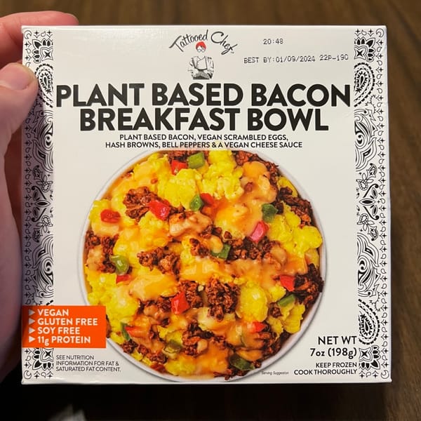 Tattooed Chef Plant Based Bacon Breakfast Bowl Review